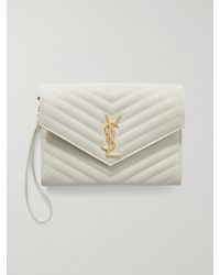 Saint Laurent - Monogramme Quilted Textured-Leather Pouch - Lyst