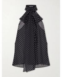 Tom Ford - Pussy-Bow Polka-Dot Silk-Georgette Top - Lyst