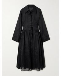 Jil Sander - Midikleid Aus Baumwollpopeline Mit Raffungen - Lyst