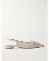 Manolo Blahnik - Maylura Buckled Suede Slingback Flats - Lyst