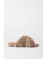 Atp Atelier Doris Shearling And Suede Slides - Gray