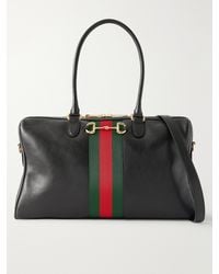 Gucci - Borsetto Large Webbing-Trimmed Textured-Leather Shoulder Bag - Lyst