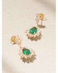 Suzanne Kalan - Ohrringe Aus 18 Karat Mit Smaragden Und Diamanten - Lyst
