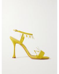 Manolo Blahnik - Artaserse 105 Leather-Trimmed Suede Sandals - Lyst