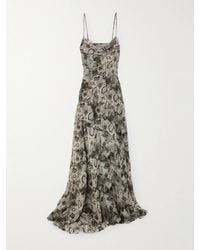 Cortana - Meena Draped Frayed Printed Silk-Georgette Maxi Dress - Lyst