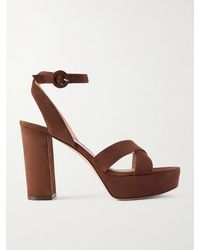 Gianvito Rossi - Sabrina 70 Suede Platform Sandals - Lyst