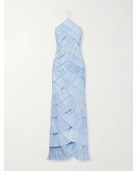 Cult Gaia - Marsla Plissé-Satin Halterneck Maxi Dress - Lyst