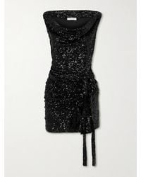 Rabanne - Bow-Embellished Sequined Ruffled Woven Mini Dress - Lyst