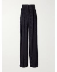 Dries Van Noten - Belted Moiré High-Waist Wide-Leg Pants - Lyst
