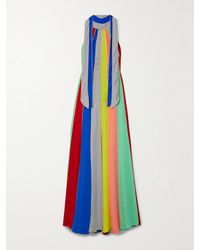 Rosie Assoulin - Car Wash Striped Silk-Chiffon Halterneck Gown - Lyst