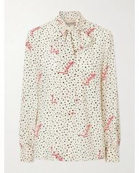 Valentino Garavani - Pussy-Bow Polka-Dot Silk Crepe De Chine Blouse - Lyst