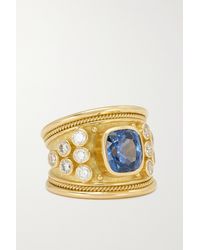 Elizabeth Gage Ring Aus 18 Karat Gold Mit Saphir Und Diamanten - Mettallic