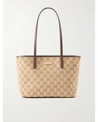 Gucci - Leather-Trimmed Gg Supreme-Jacquard Coated-Canvas Tote - Lyst