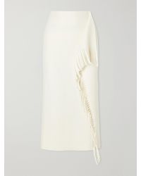 Lanvin - Fringed Wool-Blend Midi Skirt - Lyst