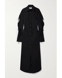 Monse Lace-up Cotton-blend Poplin Maxi Shirt Dress - Black