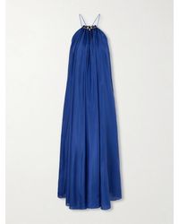 Zimmermann - Aster Gathered Beaded Silk-Satin Maxi Dress - Lyst