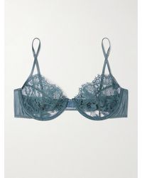 Kiki de Montparnasse - Camille Stretch-Silk Satin-Trimmed Organic Cotton-Lace Underwired Balconette Bra - Lyst