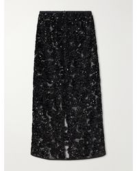 Cecilie Bahnsen - Bria Sequined-Embellished Mesh Midi Skirt - Lyst