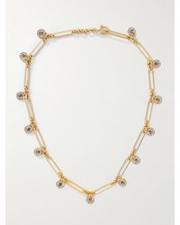 Maison Mayle - La Ronde Kette Aus Vergoldetem Zinn Mit Silberfarbenen Details Und Kristallen - Lyst