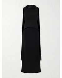 Solace London - Annie Scarf-Detailed Satin-Trimmed Crepe Gown - Lyst