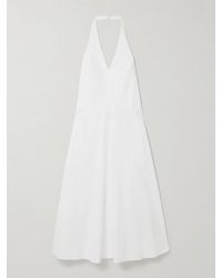 St. Agni - Crinkled Cotton-Blend Poplin Halterneck Maxi Dress - Lyst