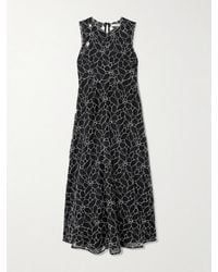 Ulla Johnson - Kiana Midikleid Aus Besticktem Baumwoll-Organdy Mit Cut-Outs - Lyst