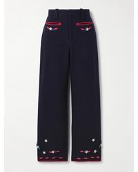 Bode - Carroll Appliquéd Wool Felt Straight-Leg Pants - Lyst
