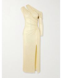 Self-Portrait - Asymmetric Crystal-Embellished Stretch-Jersey Midi Dress - Lyst