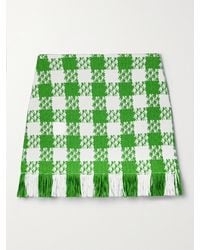Oscar de la Renta - Fringed Checked Cotton-Blend Tweed Mini Skirt - Lyst