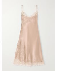 Carine Gilson - Lace-Trimmed Silk-Satin Midi Dress - Lyst