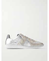Maison Margiela - Baskets En Tissu Technique, Daim Et Cuir Effet Vieilli Métallisés - Lyst