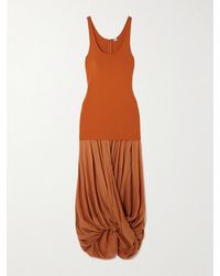 TOTEME - Cocoon Draped Voile And Stretch-Knit Maxi Dress - Lyst
