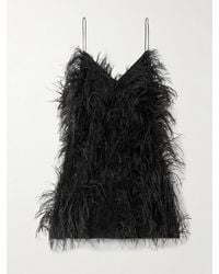 Sharon Wauchob - Anvers Feather-Trimmed Silk-Satin Mini Dress - Lyst