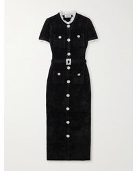 Self-Portrait - Crystal-Embellished Lace-Trimmed Chenille Midi Dress - Lyst