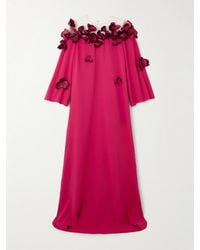 Oscar de la Renta - Illusion Appliquéd Tulle-Trimmed Silk-Blend Georgette Gown - Lyst