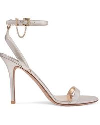 Valentino Garavani Tiny Chain 100 Sandalen Aus Leder In Metallic-optik - Mettallic