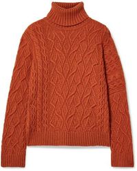 Loro Piana Cable-knit Cashmere Turtleneck Jumper - Orange