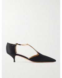 Emme Parsons - Leandra Leather-Trimmed Satin Pumps - Lyst