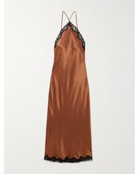 RIXO London - Harlan Neckholder-Midikleid Aus Satin Mit Spitzenbesätzen - Lyst
