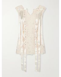 Simone Rocha - Unraveling Ribbon Portrait Bow-Detailed Lace Top - Lyst