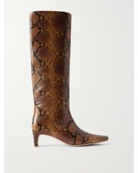 STAUD - Wally Snake-Effect Leather Knee Boots - Lyst