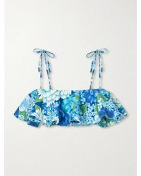 ALÉMAIS - Margo Ruffled Floral-Print Bikini Top - Lyst