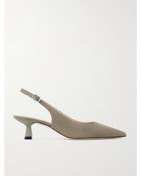 Stuart Weitzman - Stuart Sculpt Slingback-Pumps Aus Veloursleder Mit Lederbesatz - Lyst