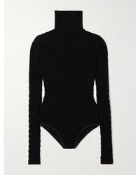Alaïa - Open-Knit Turtleneck Bodysuit - Lyst