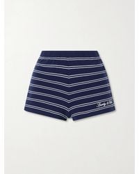 Sporty & Rich - Logo-Embroidered Striped Cotton-Jersey Shorts - Lyst
