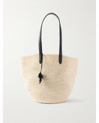 Hunting Season - Market Leather-Trimmed Woven Raffia Tote - Lyst