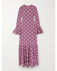 La DoubleJ - Alba Ruffled Printed Stretch-Jersey Maxi Dress - Lyst