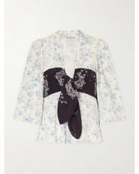 Maison Mayle - Kazu Floral-Print Silk Top - Lyst