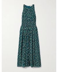 Ulla Johnson - Adeline Shirred Floral-Print Silk Crepe De Chine Midi Dress - Lyst