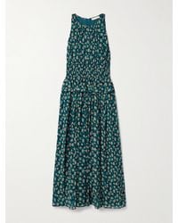 Ulla Johnson - Adeline Shirred Floral-Print Silk Crepe De Chine Midi Dress - Lyst